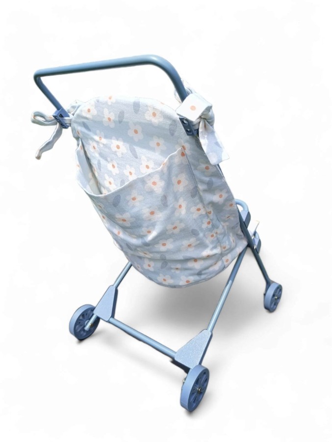 Wózek dla lalek - Muted blue, kwiaty / VOS REVES