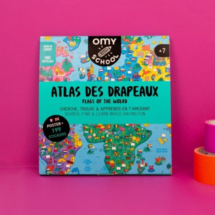 Plakat wyklejanka do nauki i zabawy FLAGI PAŃSTW / OMY