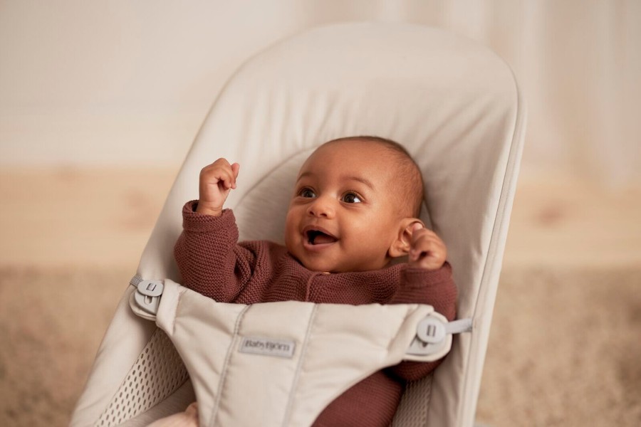 BABYBJORN - leżaczek BALANCE SOFT WOVEN, JERSEY Tri Fabric, Jasny Beż