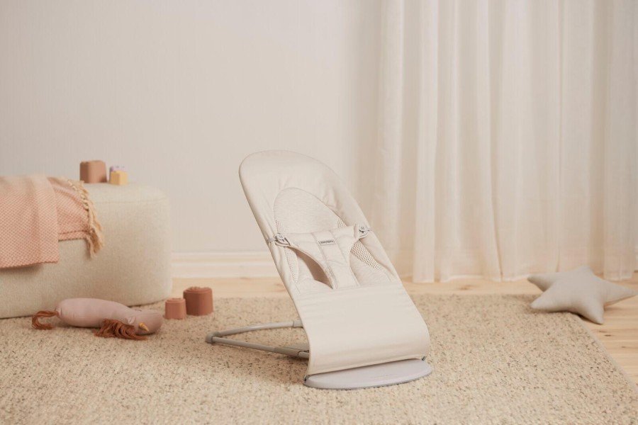 BABYBJORN - leżaczek BALANCE SOFT WOVEN, JERSEY Tri Fabric, Jasny Beż