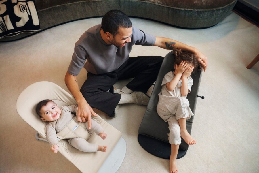 BABYBJORN - leżaczek BALANCE SOFT WOVEN, JERSEY Tri Fabric, Jasny Beż