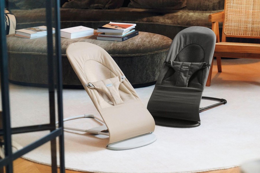 BABYBJORN - leżaczek BALANCE SOFT WOVEN, JERSEY Tri Fabric, Jasny Beż