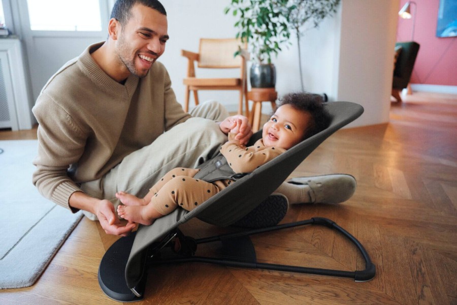 BABYBJORN - leżaczek BALANCE SOFT WOVEN, JERSEY Tri Fabric, Ciemny Szary