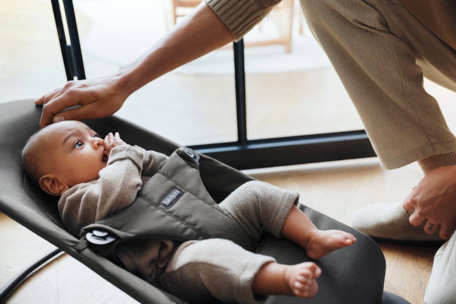 BABYBJORN - leżaczek BALANCE SOFT WOVEN, JERSEY Tri Fabric, Ciemny Szary