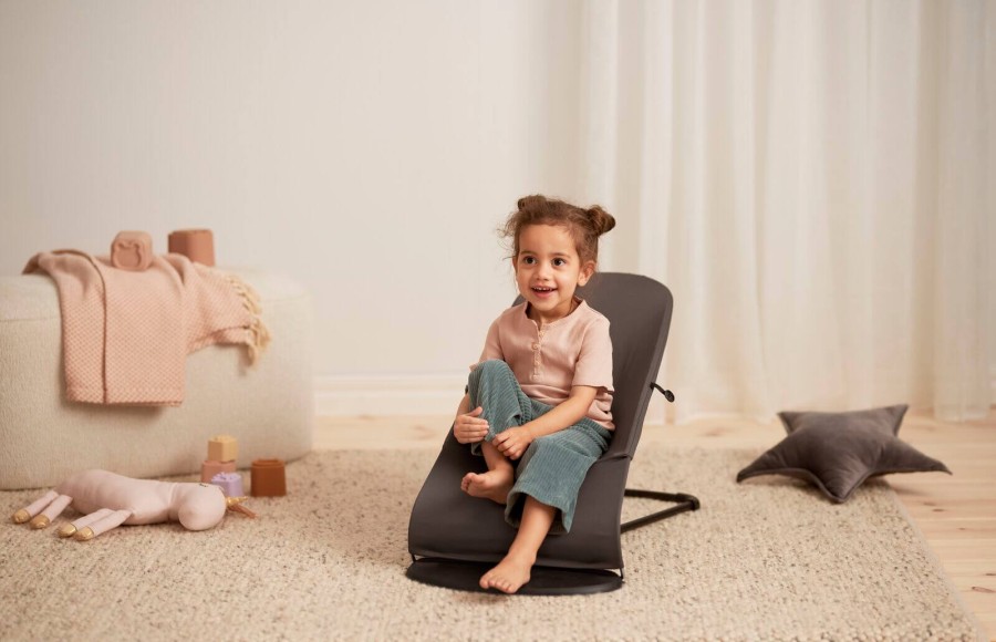 BABYBJORN - leżaczek BALANCE SOFT WOVEN, JERSEY Tri Fabric, Ciemny Szary