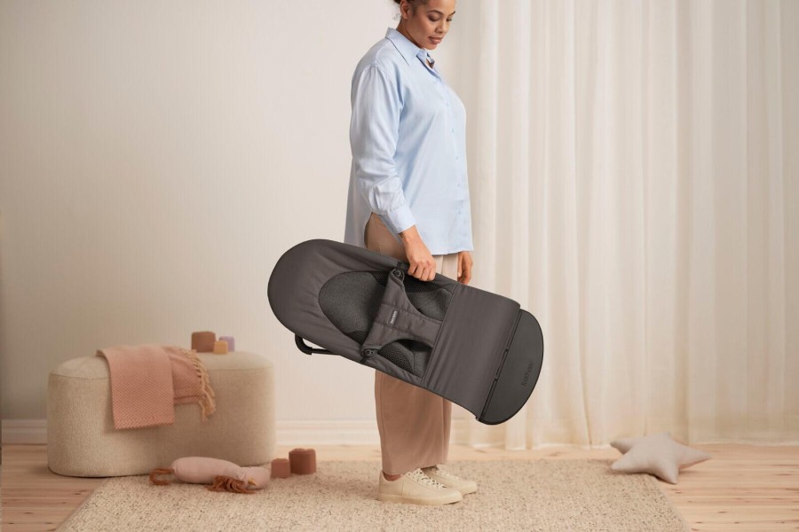 BABYBJORN - leżaczek BALANCE SOFT WOVEN, JERSEY Tri Fabric, Ciemny Szary