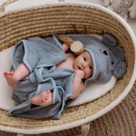 Ręcznik bambusowy z kapturkiem 85x85cm – jasny jeans / Bolo