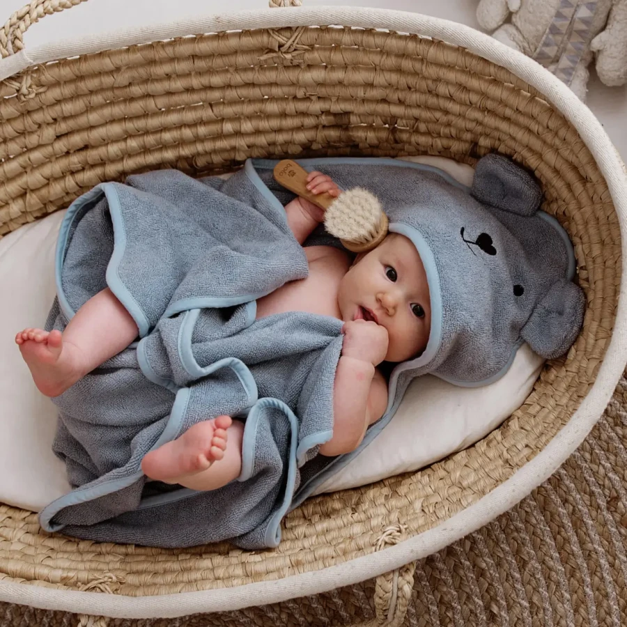 Ręcznik bambusowy z kapturkiem 85x85cm – jasny jeans / Bolo