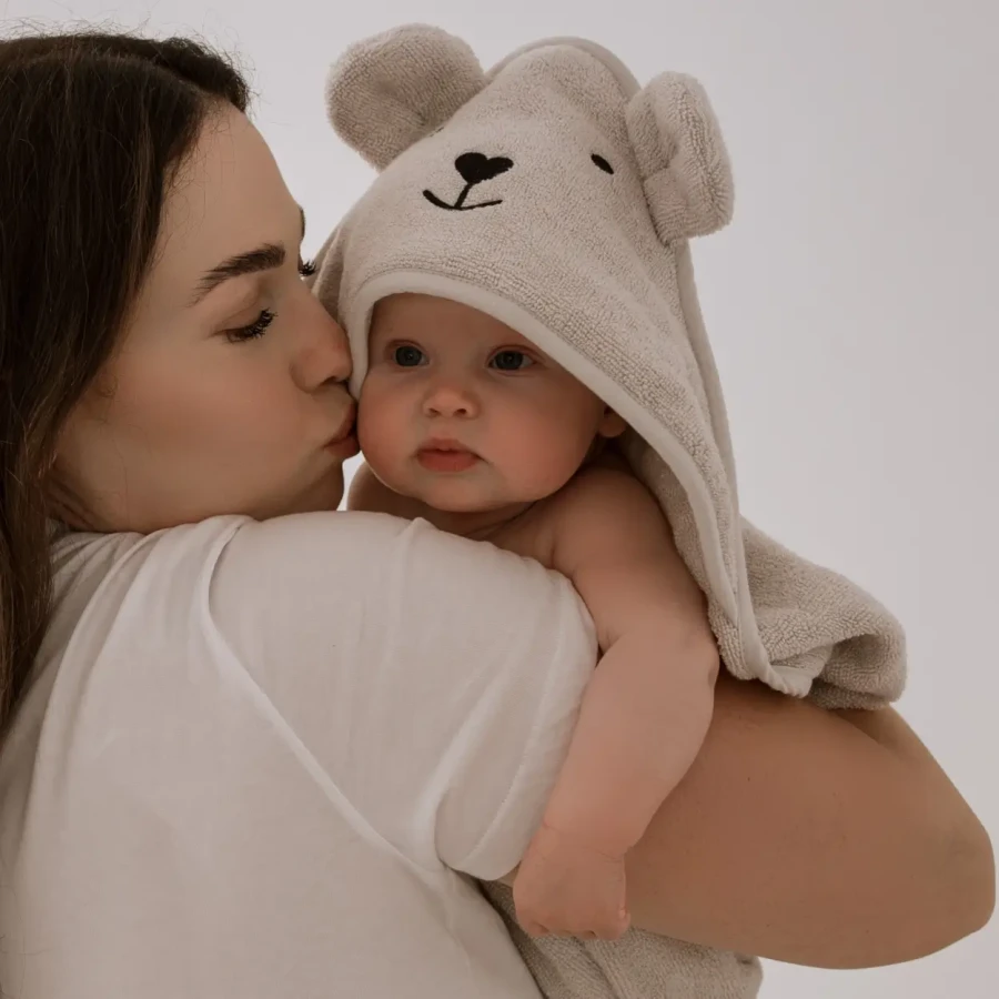 Ręcznik bambusowy z kapturkiem 85x85cm – jasny beż / Bolo