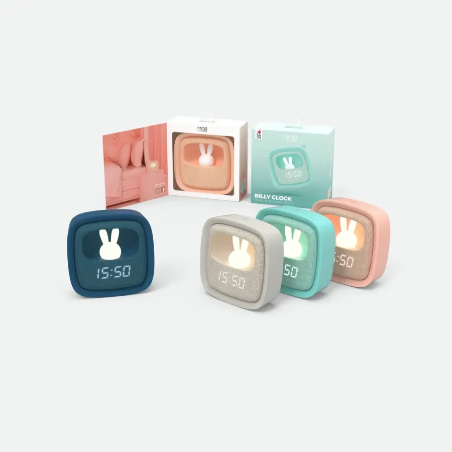 Budzik i lampka nocna Billy Clock - szara / MOB Paris