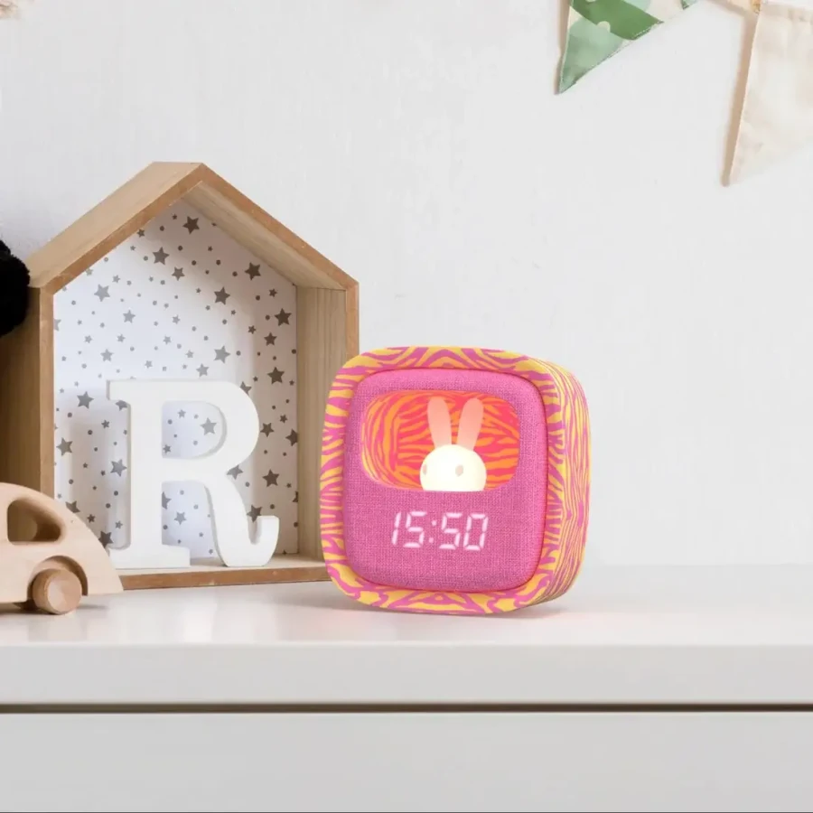 Budzik i lampka nocna Billy Clock - różowa zebra / MOB Paris