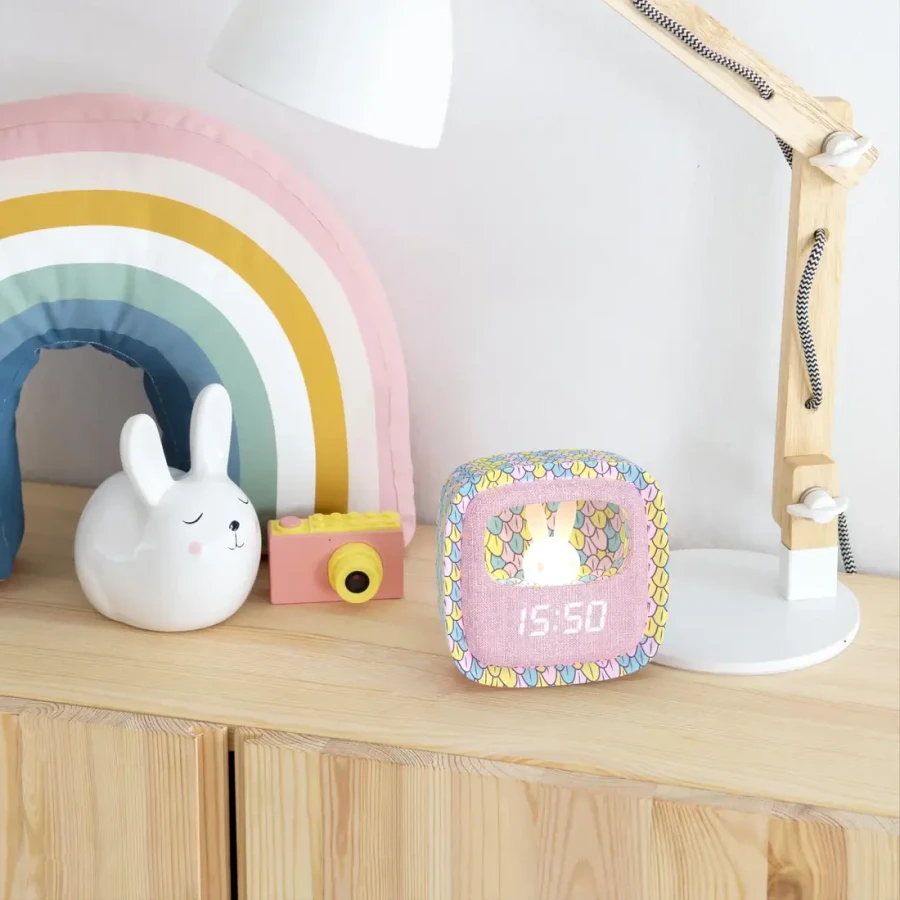 Budzik i lampka nocna Billy Clock - jasno różowa syrenka / MOB Paris