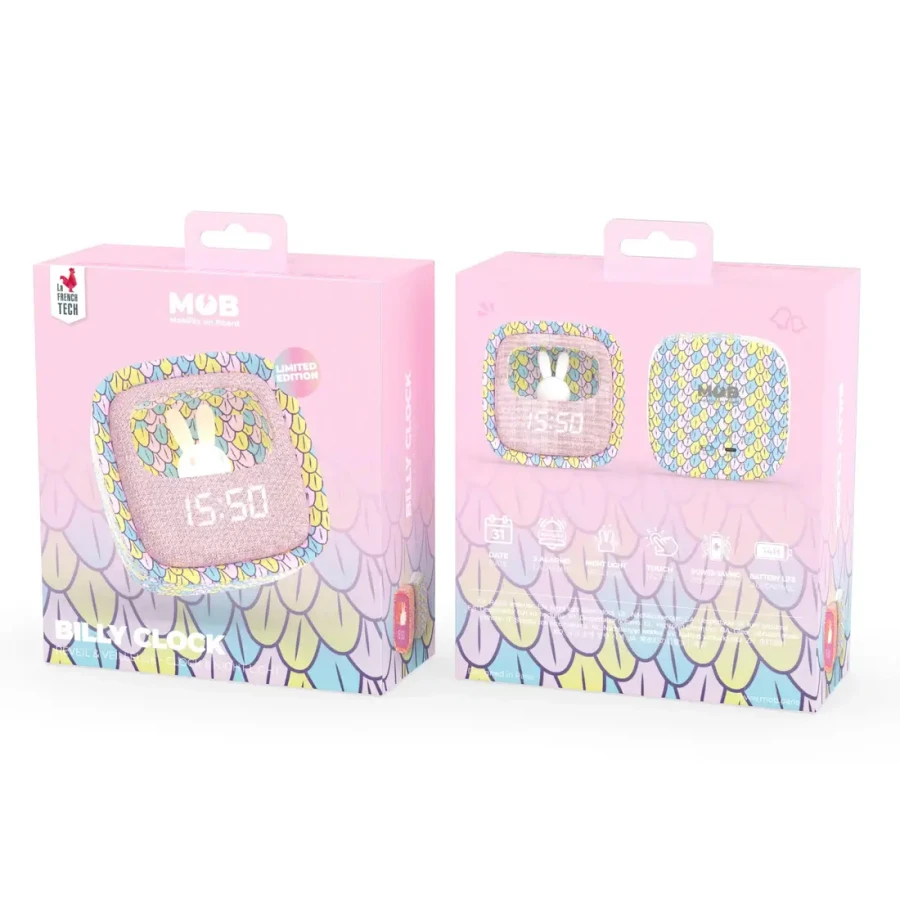 Budzik i lampka nocna Billy Clock - jasno różowa syrenka / MOB Paris