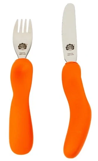 Sztućce kształtujące chwyt 3-9 lat, ETAP 3 - orange / Nanas Manners