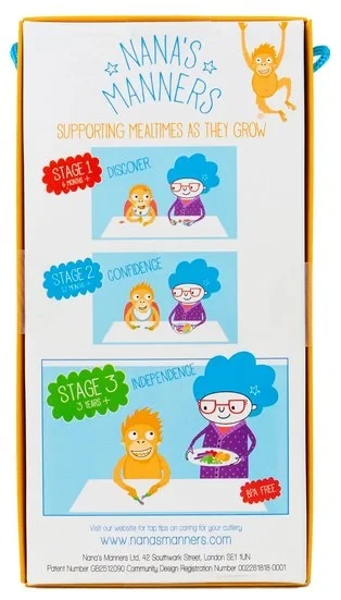 Sztućce kształtujące chwyt 3-9 lat, ETAP 3 - orange / Nanas Manners