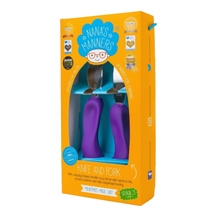 Sztućce kształtujące chwyt 3-9 lat, ETAP 3 - purple / Nanas Manners