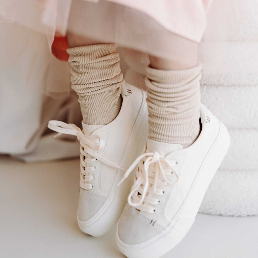 Marszczone skarpetki dla nastolatek i dorosłych - Balans, beżowe / Mama's Feet