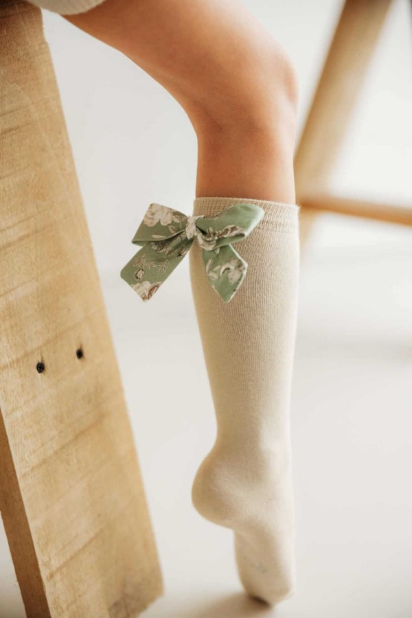 Podkolanówki z kokardką Mon Cheri - Beżowe / Mama's Feet