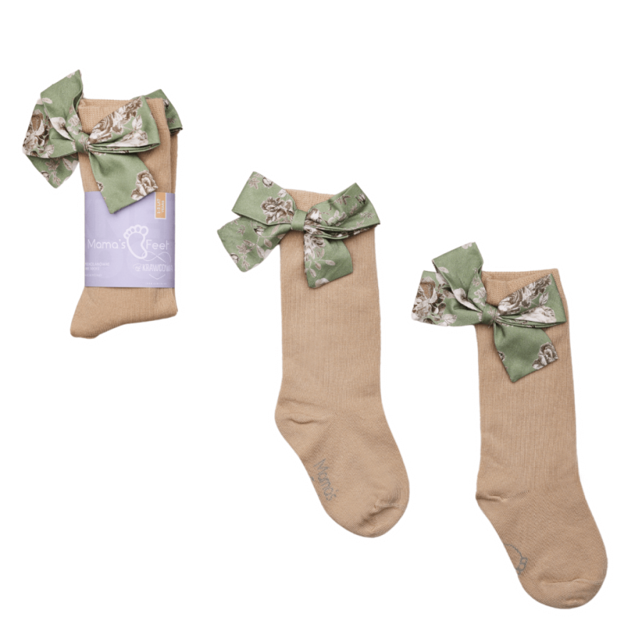 Podkolanówki z kokardką Mon Cheri - Beżowe / Mama's Feet