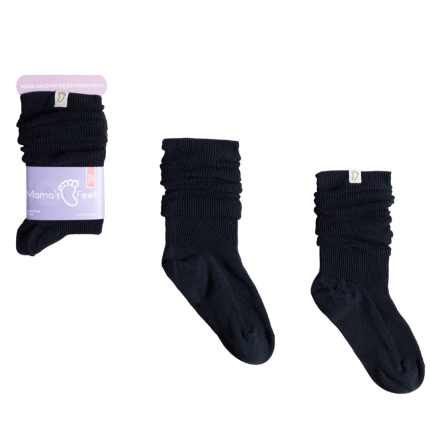 Marszczone skarpetki dla nastolatek i dorosłych - Balans, czarne / Mama's Feet