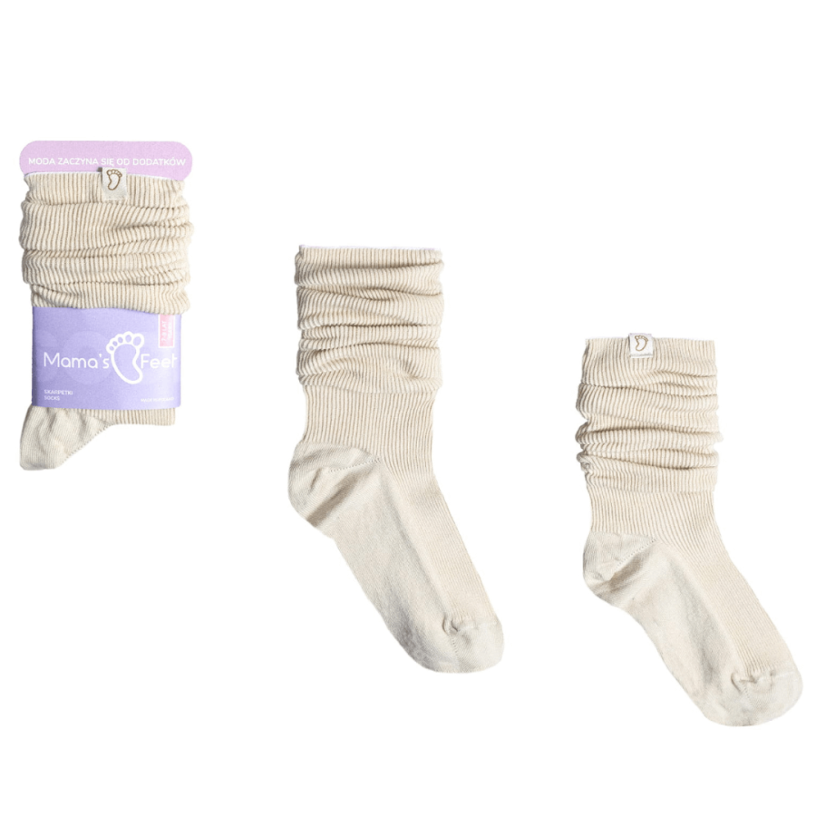 Marszczone skarpetki dla nastolatek i dorosłych - Balans, beżowe / Mama's Feet