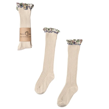 Podkolanówki z falbanką Zaczarowany Ogród - Kremowa Calineczka / Mama's Feet