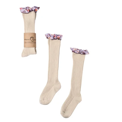 Podkolanówki z falbanką Zaczarowany Ogród - Kremowa Iskierka / Mama's Feet