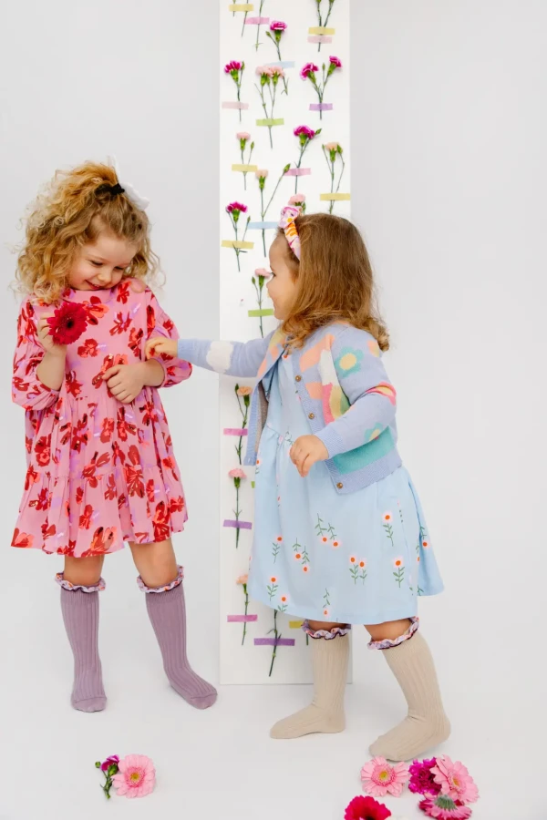 Podkolanówki z falbanką Zaczarowany Ogród - Kremowa Iskierka / Mama's Feet