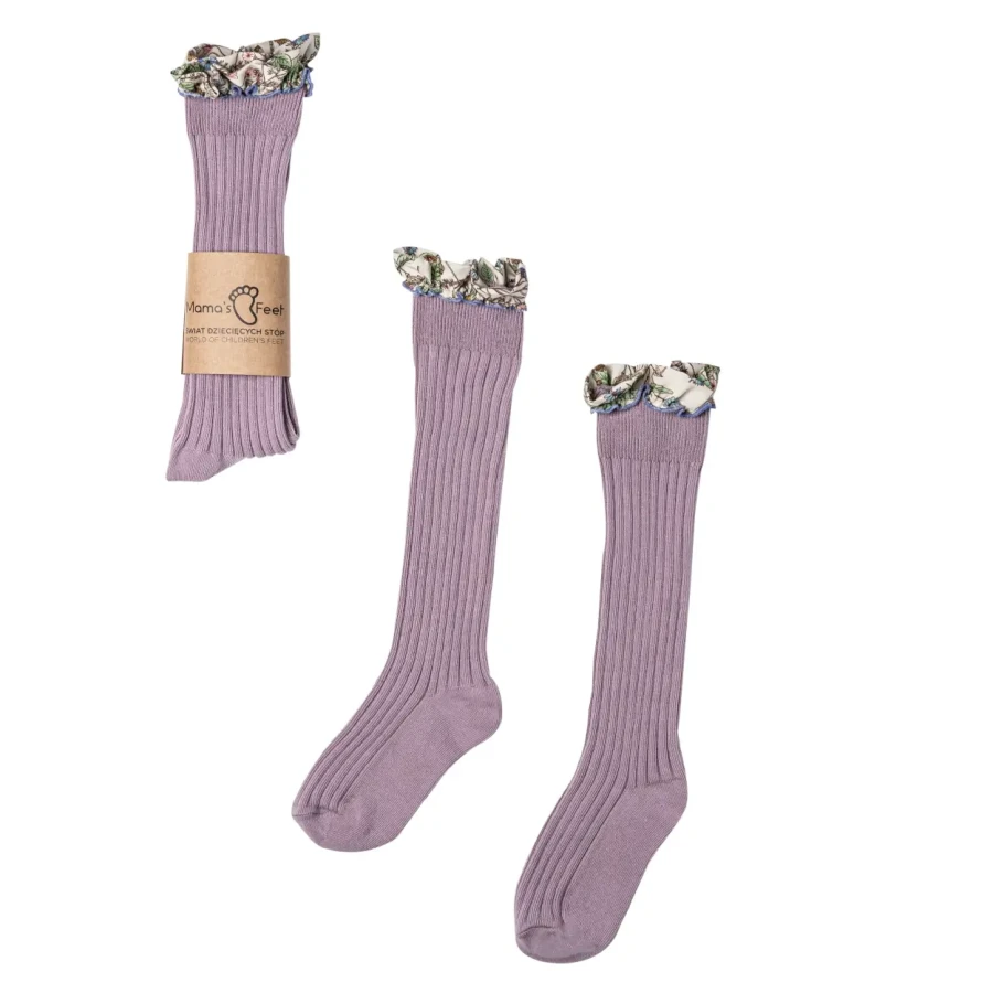 Podkolanówki z falbanką Zaczarowany Ogród - Wrzosowa Calineczka / Mama's Feet