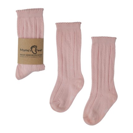 Ażurowe podkolanówki Little Ladies - Laura, różowe / Mama's Feet