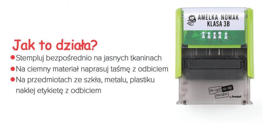 Pieczątka do znakowania rzeczy osobistych "Nie-zgub-mi-się" / Trodat