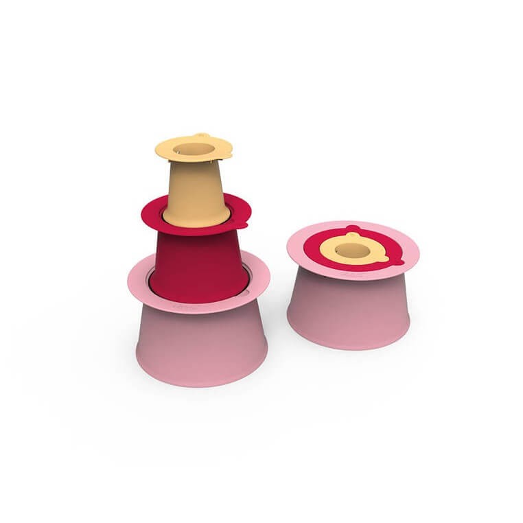 Zestaw 3 foremek do piasku Wieża Alto Cherry + Banana Pink / QUUT