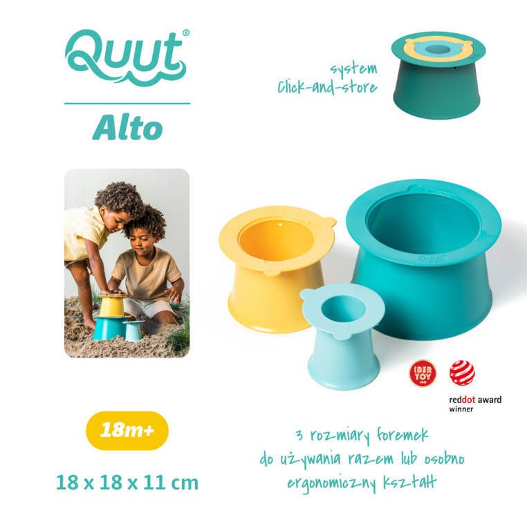 Zestaw 3 foremek do piasku Wieża Alto Lagoon Green + Banana Blue / QUUT