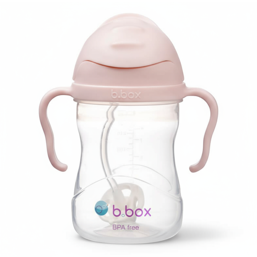 Bidon ze słomką 240 ml, różowy / b.box