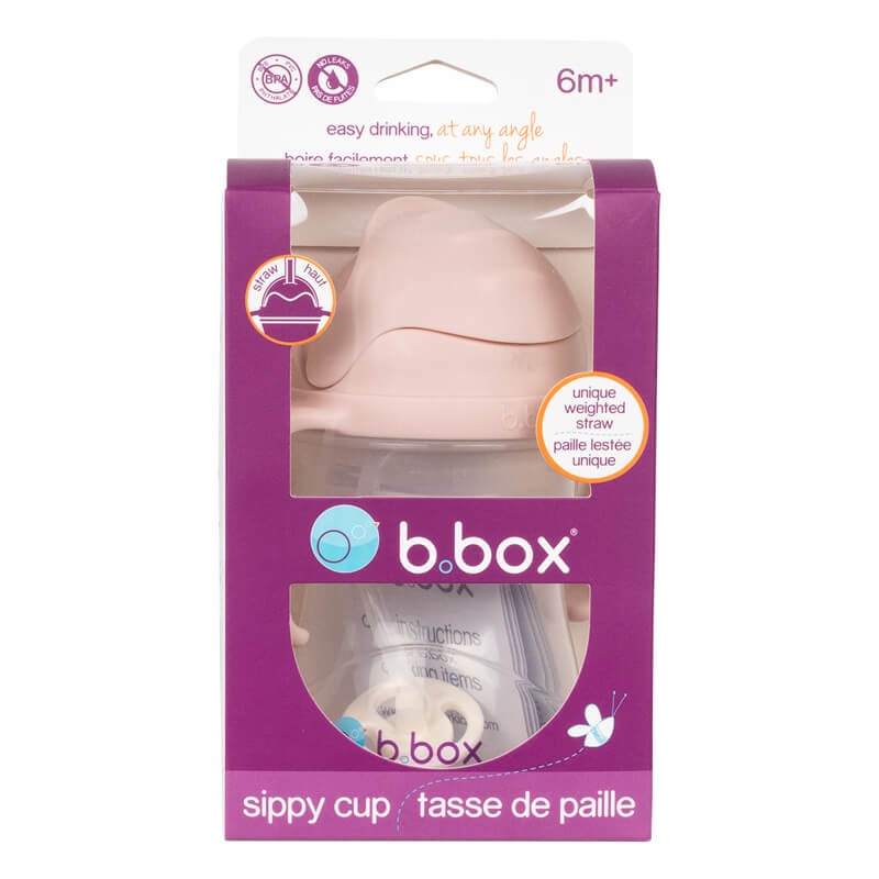 Bidon ze słomką 240 ml, różowy / b.box