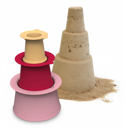 Zestaw 3 foremek do piasku Wieża Alto Cherry + Banana Pink / QUUT