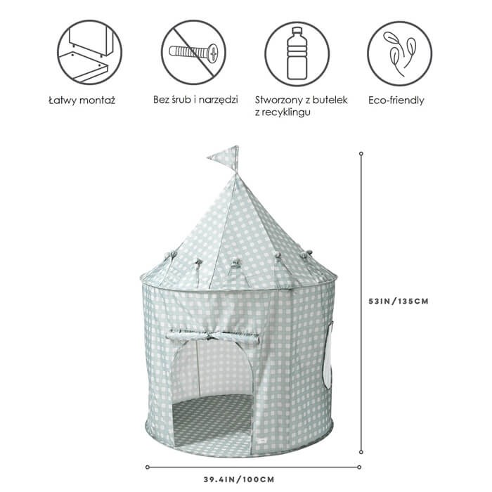 Namiot dla Dzieci Recycled Gingham Blue / 3 Sprouts