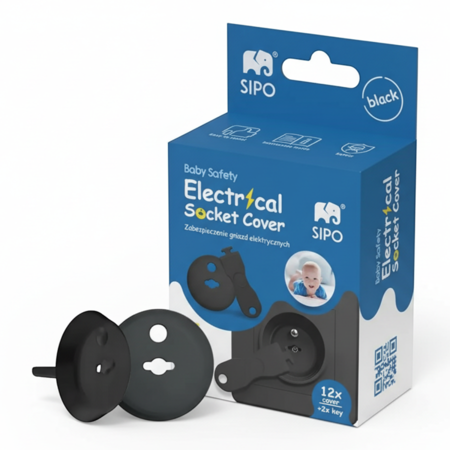 Zabezpieczenia Kontaktów Elektrycznych - Czarne, 12 szt. / SIPO