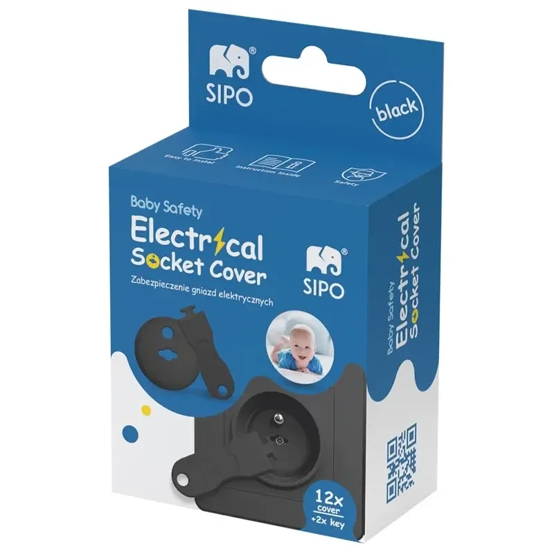 Zabezpieczenia Kontaktów Elektrycznych - Czarne, 12 szt. / SIPO