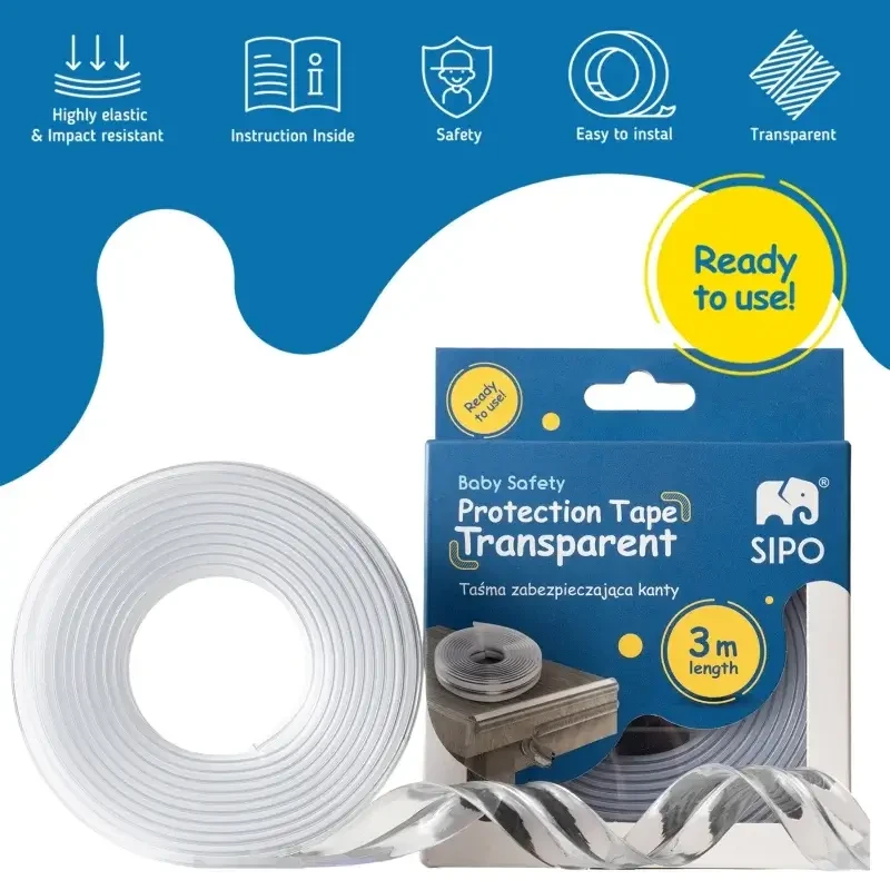 Taśma zabezpieczająca kanty narożniki mebli – Przeźroczysta, 4 szt. / SIPO