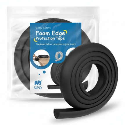 Piankowa taśma zabezpieczająca kanty i rogi mebli – Czarna, 2m. / SIPO