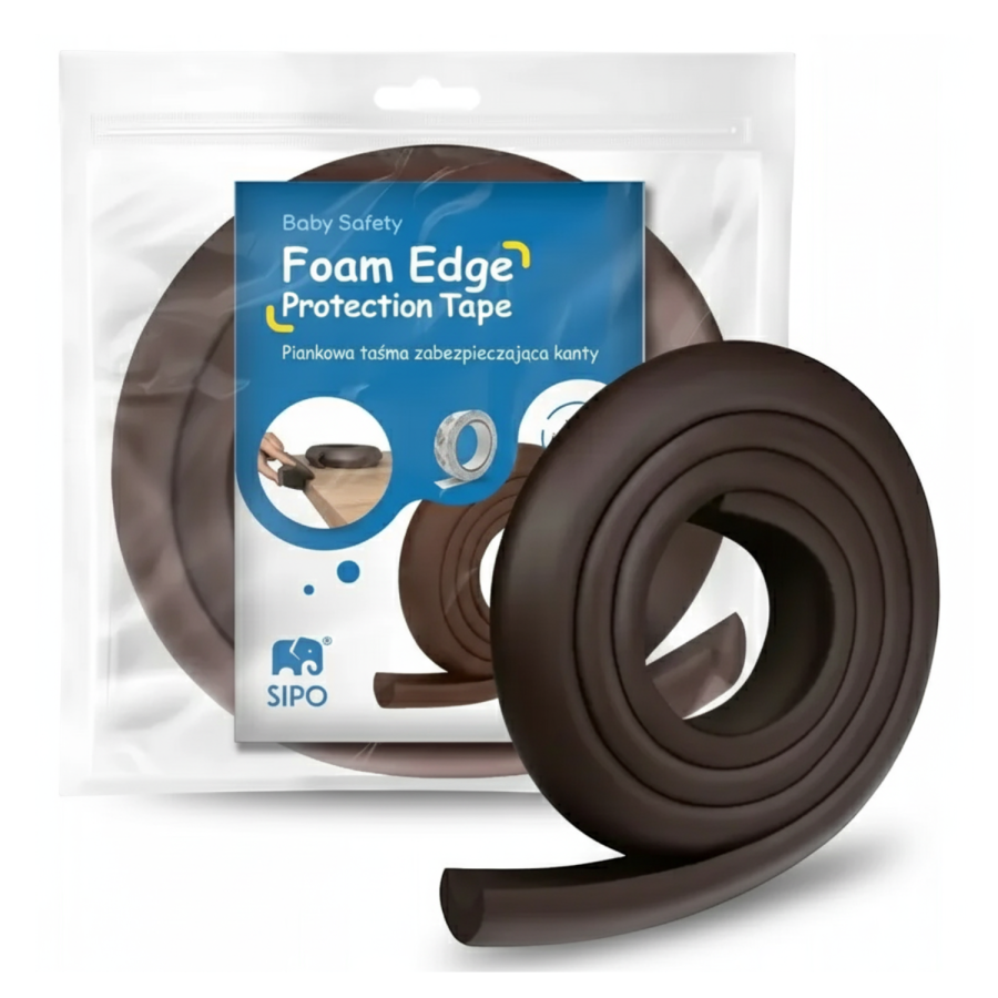 Piankowa taśma zabezpieczająca kanty i rogi mebli – Brązowa, 2m. / SIPO
