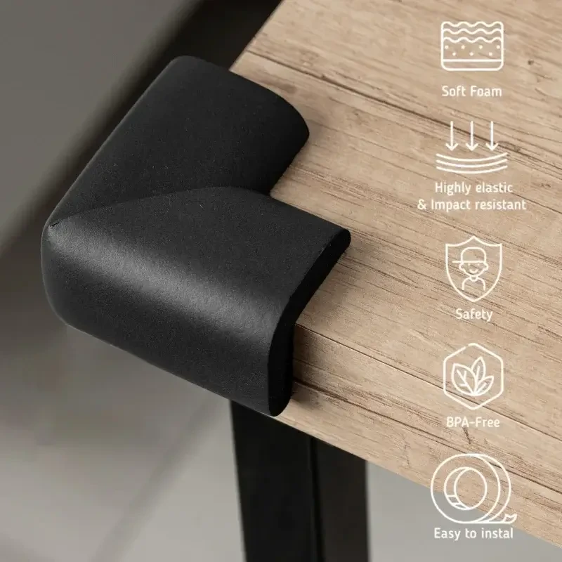 Piankowe zabezpieczenia narożników mebli – Czarne, 4 szt. / SIPO