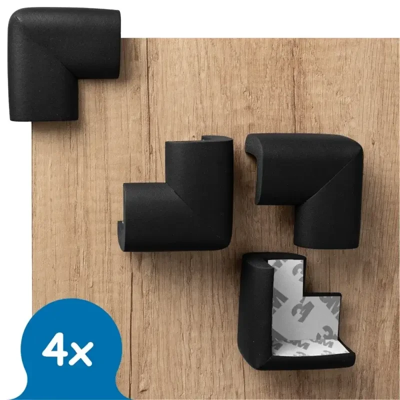 Piankowe zabezpieczenia narożników mebli – Czarne, 4 szt. / SIPO