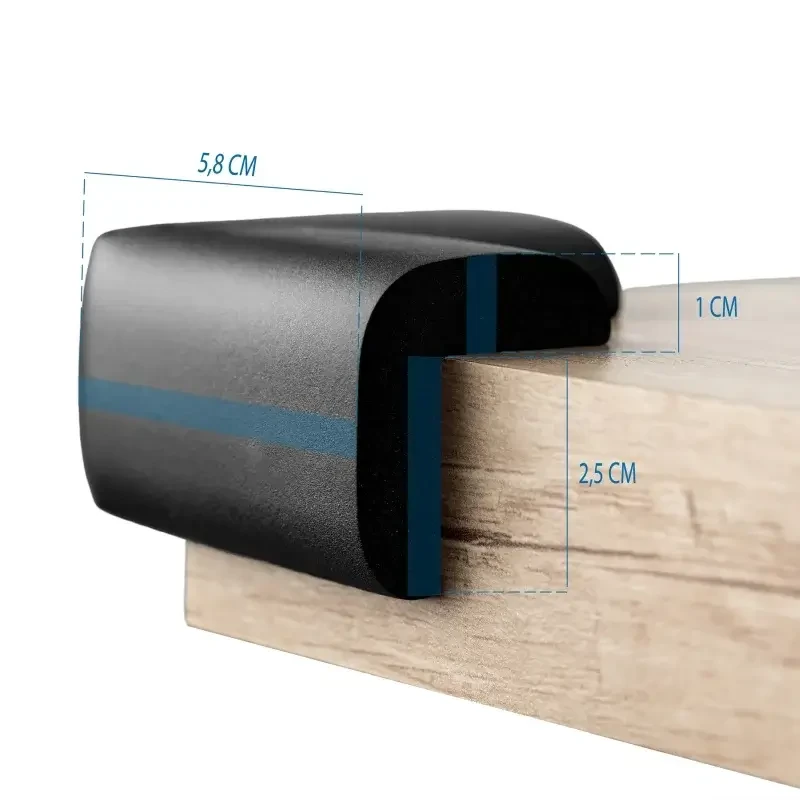 Piankowe zabezpieczenia narożników mebli – Czarne, 4 szt. / SIPO
