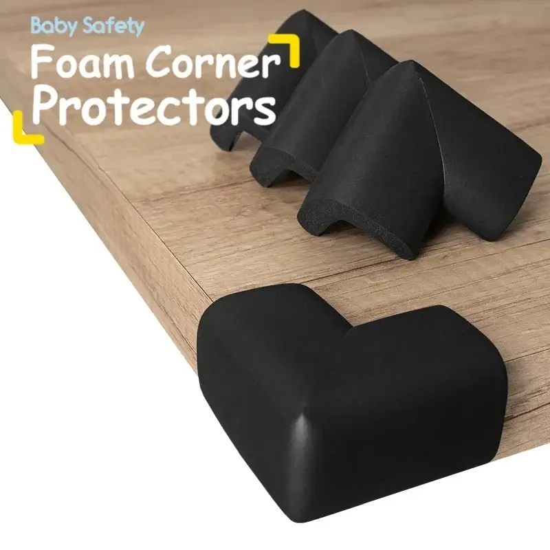 Piankowe zabezpieczenia narożników mebli – Czarne, 4 szt. / SIPO