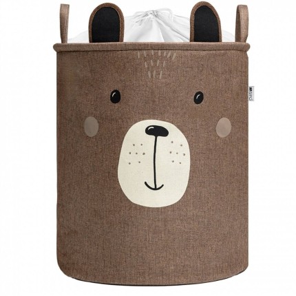 Zamykany kosz na ściągacz do przechowywania zabawek PREMIUM - Brązowy Miś / SIPO