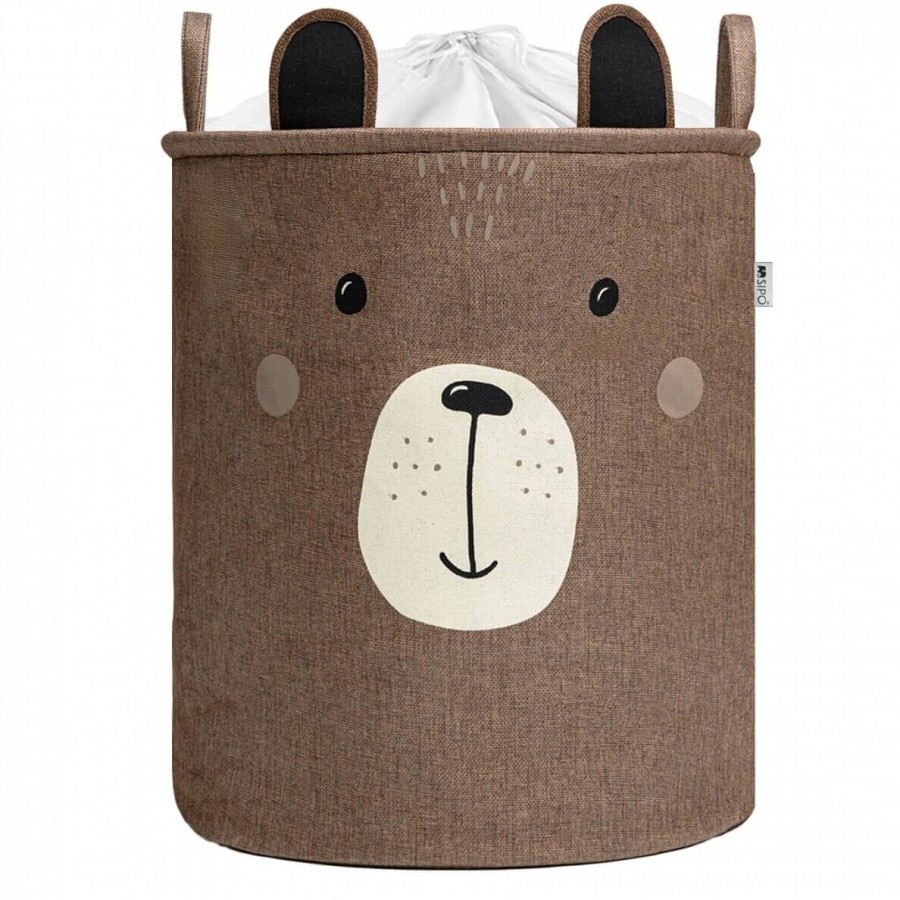 Zamykany kosz na ściągacz do przechowywania zabawek PREMIUM - Brązowy Miś / SIPO