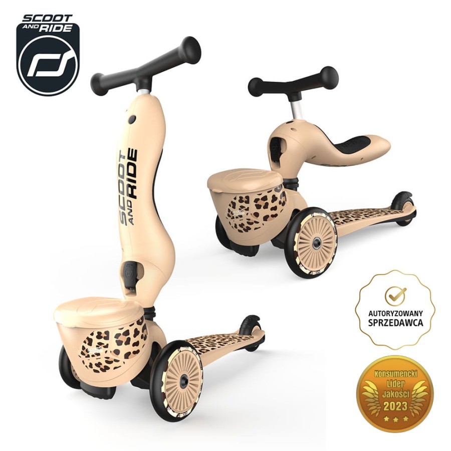 Highwaykick 1 Lifestyle 2w1 Jeździk i hulajnoga z zamykanym schowkiem 1-5 lat Leopard / Scootandride