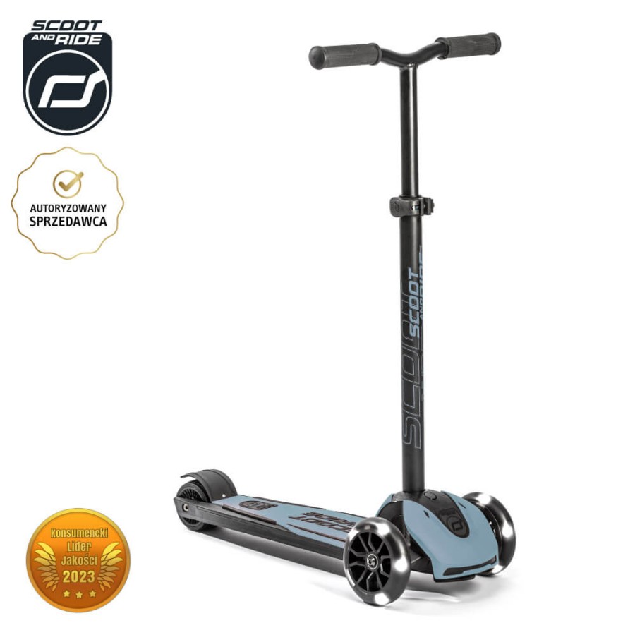 Highwaykick 5 LED Hulajnoga trójkołowa balansowa ze świecącymi kółkami 5+ Steel / Scootandride